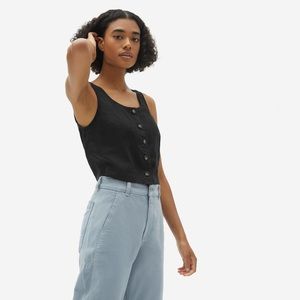 Everlane linen button front crop tank